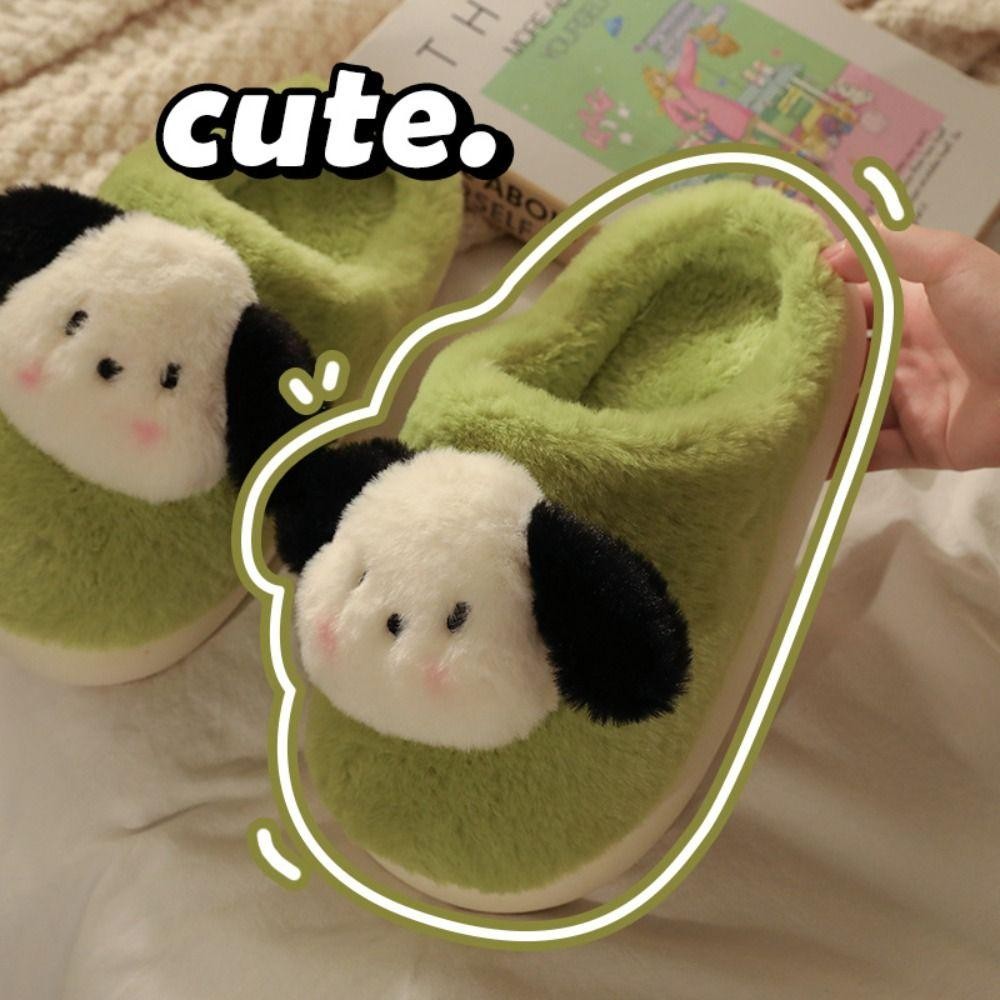 Just Pochacco Plush รองเท้าแตะ, นักเรียน Warm Fur ฤดูหนาว Fluffy รองเท้าแตะ, Kawaii หอพักห้องนอน Anti Slip บ้านรองเท้าแตะรองเท้าหญิง