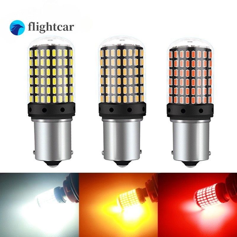 ไฟเลี้ยวหลอดไฟ Led 1156 P21W PY21W Super Bright ด้านหน้าด้านหลัง Canbus Led Amber สีเหลือง 3014 144S