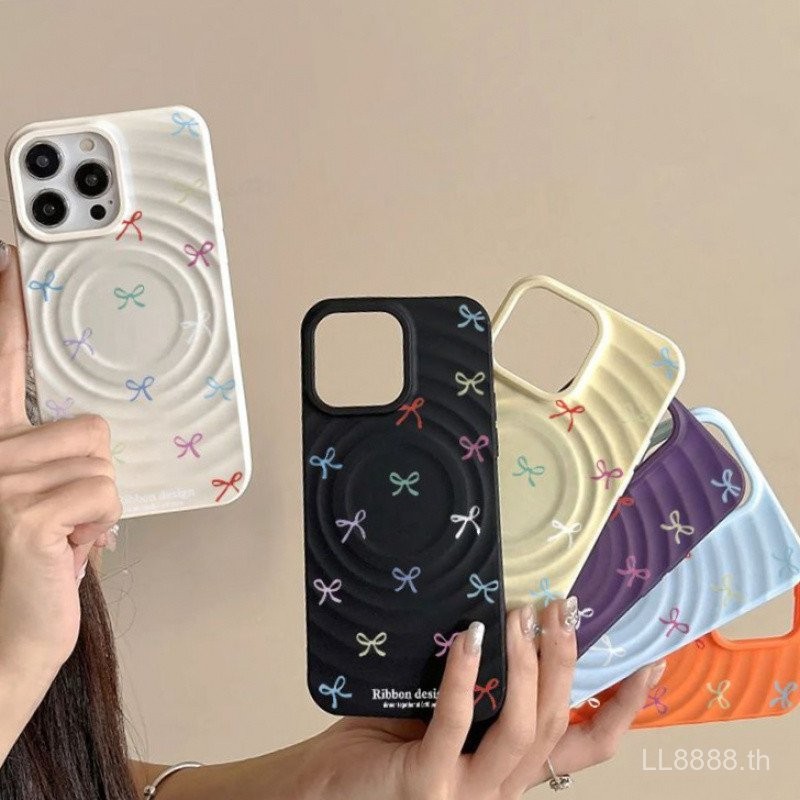 เคสโทรศัพท์สำหรับ iPhone สีโบว์16pro/14Promax/13รุ่นใหม่12/11PLUS/15เคสป้องกันแบบครอบทั้งหมดป้องกันการตกขนาดใหญ่เคสแม่เหล็ก vptq