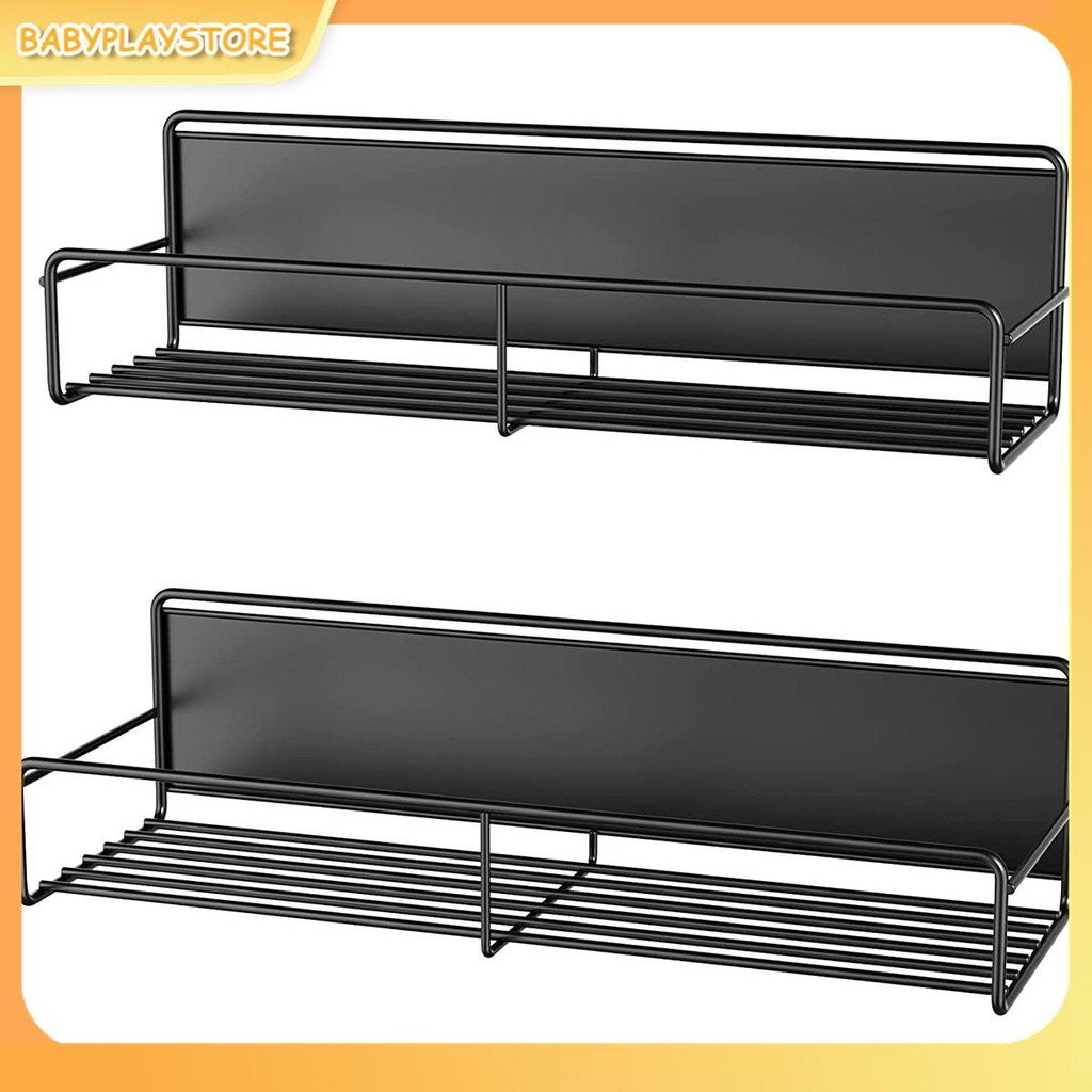 2 ชิ้นแม่เหล็กชั้นวางเครื่องเทศ Strong Magnetic Rack Organizer กันสนิมตู้เย็นชั้นวางเครื่องเทศไม่มีการเจาะ SHOPQJC2920