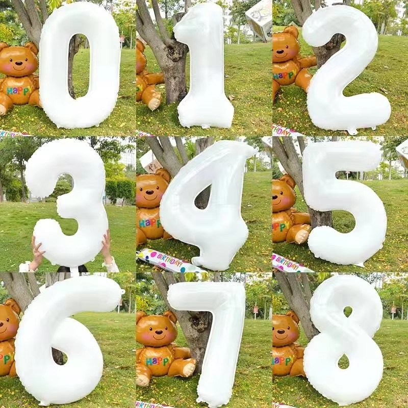 ลูกโป่งตัวเลขสีขาว16นิ้ว-0-9ลูกโป่งฟอยล์สีขาว-บอลลูนอลูมิเนียมฟอยล์พอง-ฟิล์มอลูมิเนียมตัวเลขวันเกิดลูกโป่ง-ครบรอบเด็กอาบน้ําตกแต่งงานแต่งงาน
