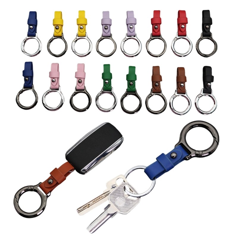 To Alloys Cowhided Leather Keychains Carabiner Car Key Holder Multitool Gadget