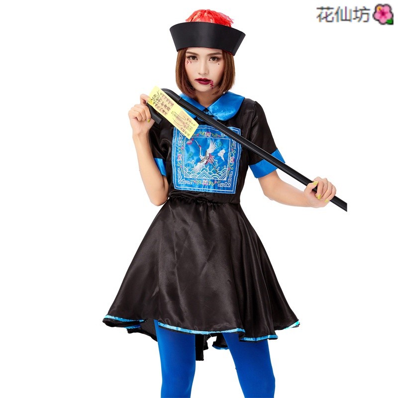 {สินค้าใหม่} ชุดคอสเพลย์ฮาโลวีน Zombie cos เครื่องแต่งกายหญิง Qing Dynasty ชุดอย่างเป็นทางการทหารอย่