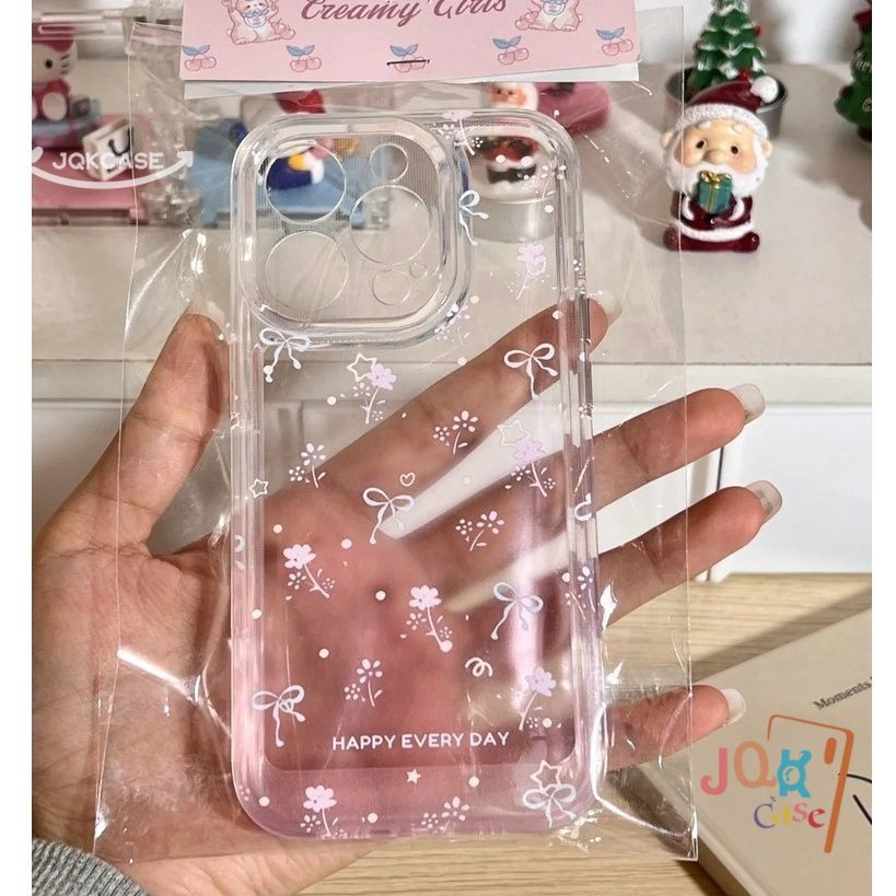 ลูกหมาน่ารัก ดอกไม้แสนโรแมนติก โปร่งแสง IPhone 17 15 13 14 12 11 7Plus Pro Max X XR XS Max 8 14 15 Plus SE 2020 ตลกดี เค