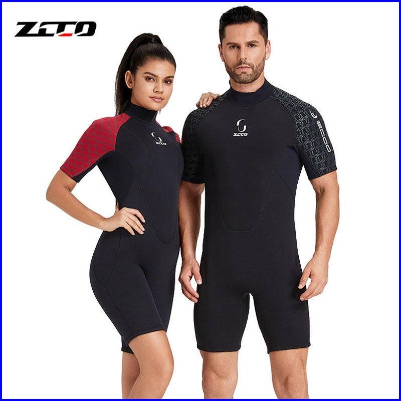 พร้อมสต็อก ZCCO 3มิลลิเมตร ว ชุดเอตสูทผู้ชายผู้หญิง นีโอพรีน ชิ้นเดียวที่อบอุ่นคอกลมแสงหนังขอบกลางแจ้งท่อง