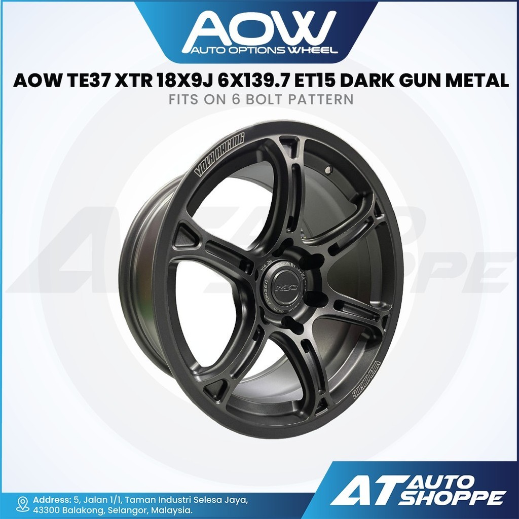 AOW TE37 XTR 18x9J 6x139.7 ET15 Dark Gun โลหะ 4x4 ขอบ