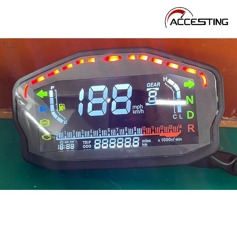 รถจักรยานยนต์ Universal LED LCD Speedometer เครื่องวัดระยะทางดิจิตอล Backlight เครื่องวัดระยะทางสําหรับ 1,2,4 กระบอกสําหรับ BMW Honda Ducati Kawasaki Yamaha
