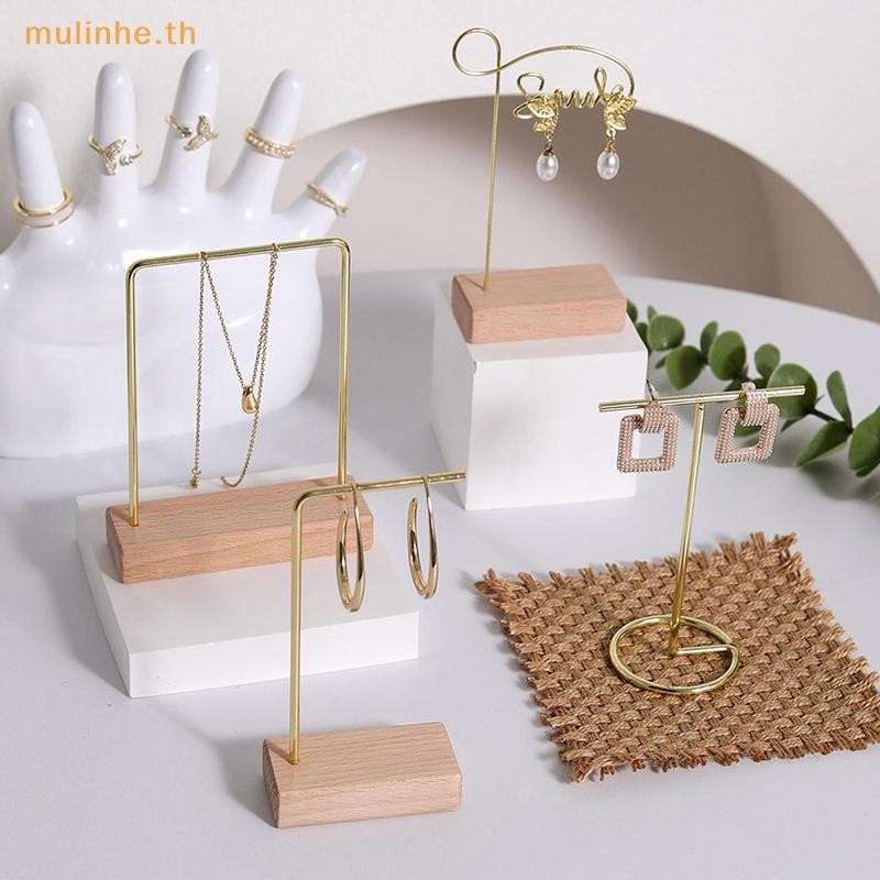 Mulinhe เครื่องประดับยืนแสดงสร้อยข้อมือต่างหูสร้อยคอเก็บฐานไม้ Rack Jewellery Organizer ผู้ถือ Photo Props ตกแต่งบ้าน TH