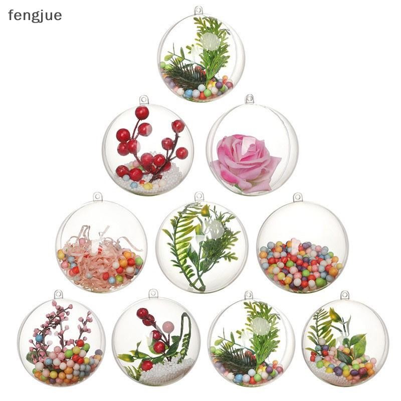 Fengjue 5 ชิ้น 4/5/6/7/8 ซม.โปร่งใสเปิดพลาสติกตกแต่งคริสต์มาส Ball Clear Bauble เครื่องประดับของขวัญปัจจุบันกล่อง Party ตกแต่ง TH