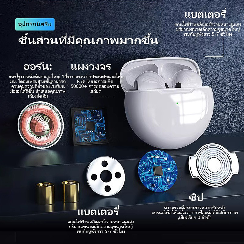 Cantiklife ผลิตภัณฑ์ใหม่ Pro6 TWS หูฟังไร้สายพร้อมไมโครโฟน Fone หูฟังบลูทูธ Pods กีฬา EarPhone วิ่งหูฟังสําหรับ Huawei