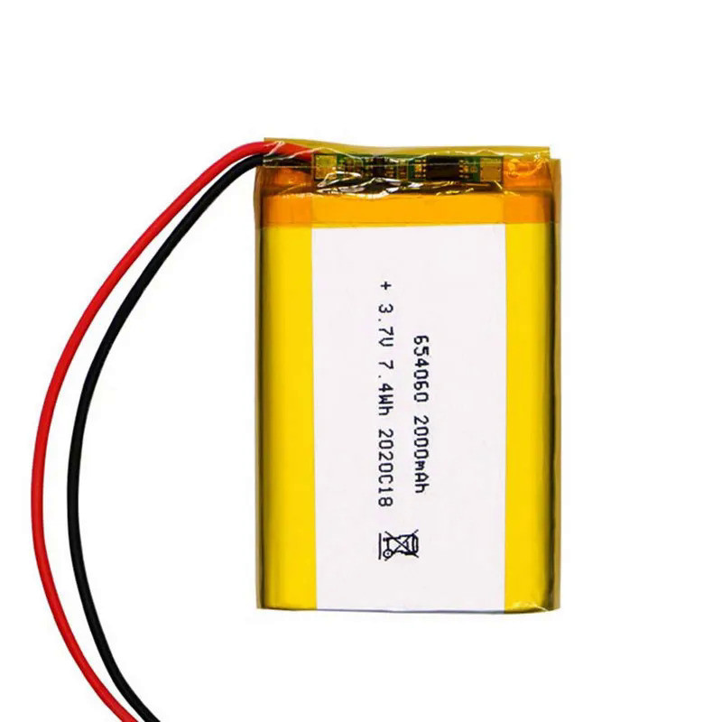 3.7V 2000Mah 654060 Li-Ion Li-Polymer Li Battery 2.0 JST 2Pin For SMART WATCH MP3 MOBILE POWER DVD T