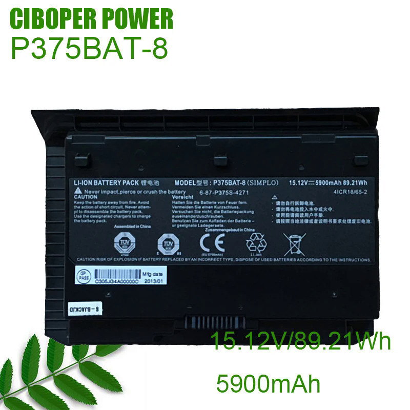 CIBOPER POWER Genuine Battery P375BAT-8 15.12V/5900mAh 89.21Wh For P370EM P375SM P370SM  P377SM 6-87