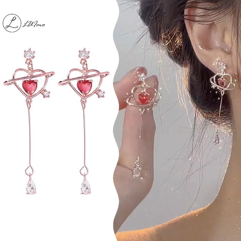 Luimo 1 คู่แฟชั่นหวานประณีตหัวใจ sel ต่างหูสําหรับผู้หญิงสาวอารมณ์ Elegant Drop ต่างหูเครื่องประดับของขวัญใหม่