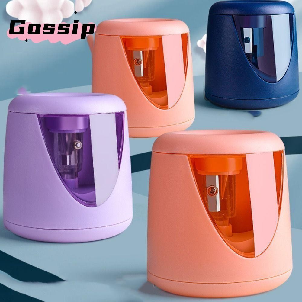 Gossip เครื่องเหลาดินสอไฟฟ้าของขวัญการ์ตูนแบตเตอรี่/USB/การชาร์จพร้อมสติกเกอร์ตกแต่งเครื่องมือเครื่องกล