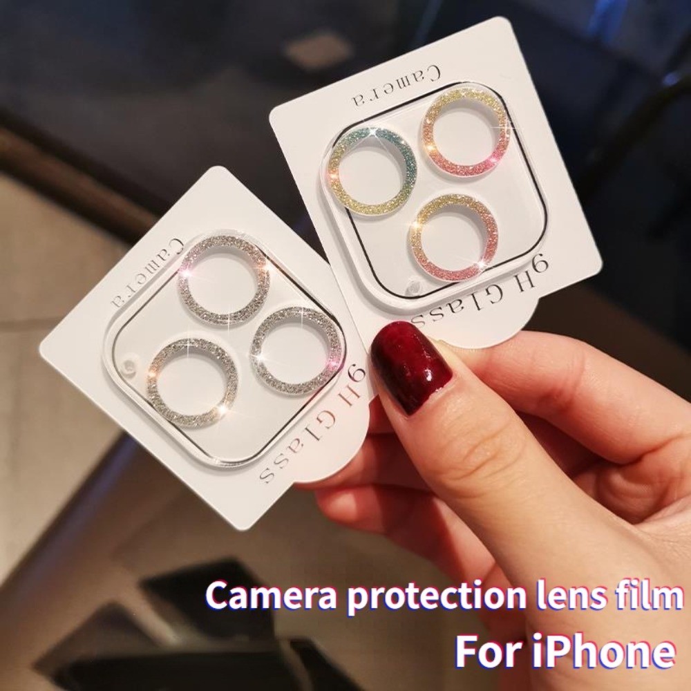 สีสันclear Glitterกล้องเลนส์Protectorฟิล์มแก้วสําหรับiPhone 16 11 12 13 14 15 Pro Max 13 12 mini 14Plus 15Plus 16Plusคลุมทั้งหมด