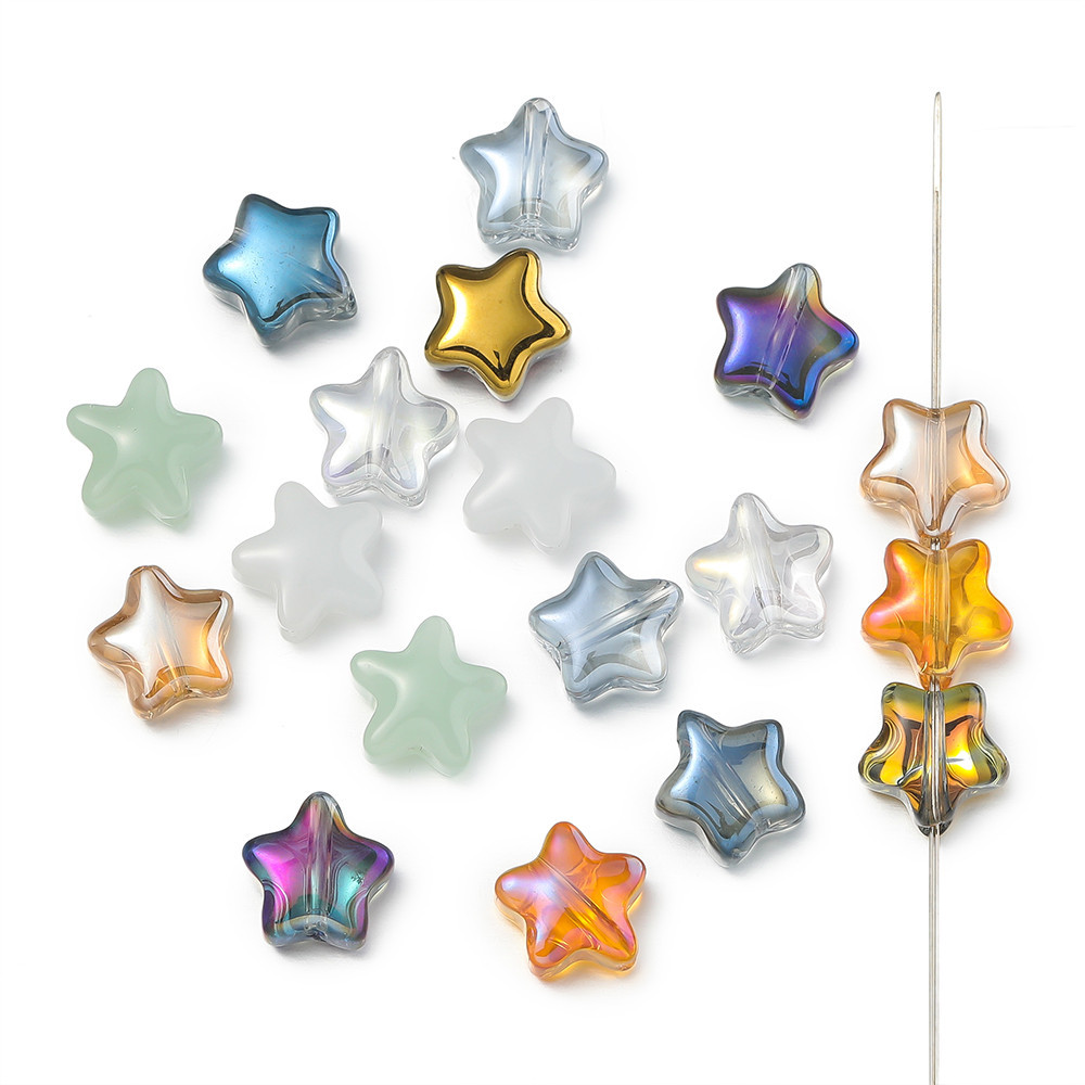 St. kunkka 10-50 ชิ้น 8 มิลลิเมตรดาวห้าแฉกลูกปัดแก้วที่มีสีสันแฟชั่นลูกปัดห้าดาวสําหรับ DIY สร้อยข้อมือสร้อยคอทํา