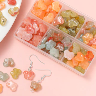 St. kunkka 20 ชิ้นอะคริลิคเลียนแบบลูกปัดหินสองสีรอยเปื้อนหินบดลูกปัดผีเสื้อสําหรับ DIY สร้อยข้อมือสร้อยคอทํา
