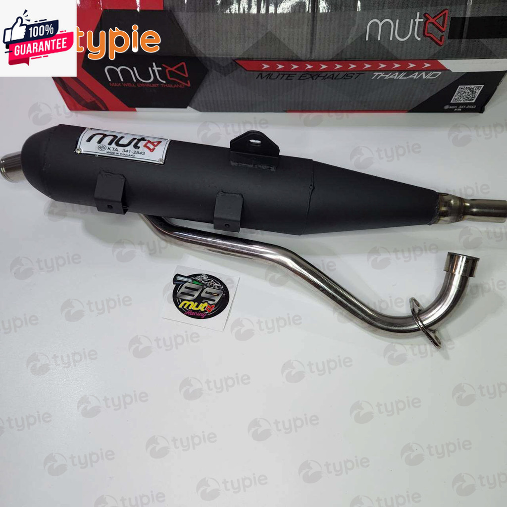MUTE ท่อผ่า ผ่าหมก เวฟ110i 2014-2022 + เหล็กยึดท่อ + สติ๊กเกอร์  *มี มอก.* ท่อผ่าหมกเงีย จุกเลสยาว แ