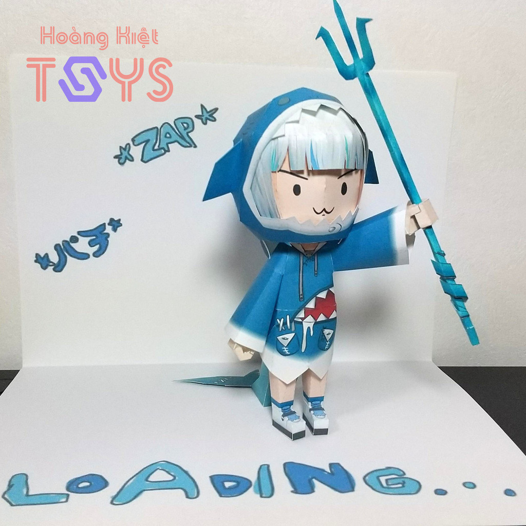 โมเดลกระดาษสาวอนิเมะ [ Virtual idol/English Virtual youtuber] VTuber Hololive: Gawr Gura Chibi Ver. โหลด...จอ
