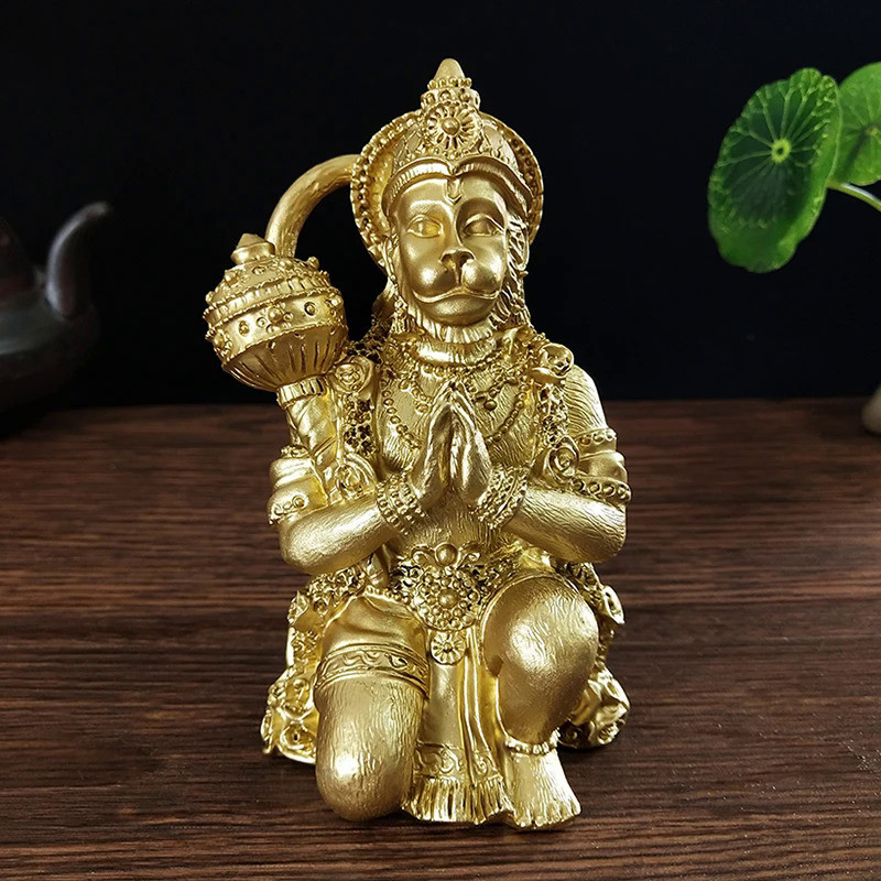 Golden Hanuman Statue Sculpture Big Resin Ornaments Hindu Monkey God Buddha Statues Figurine Home De
