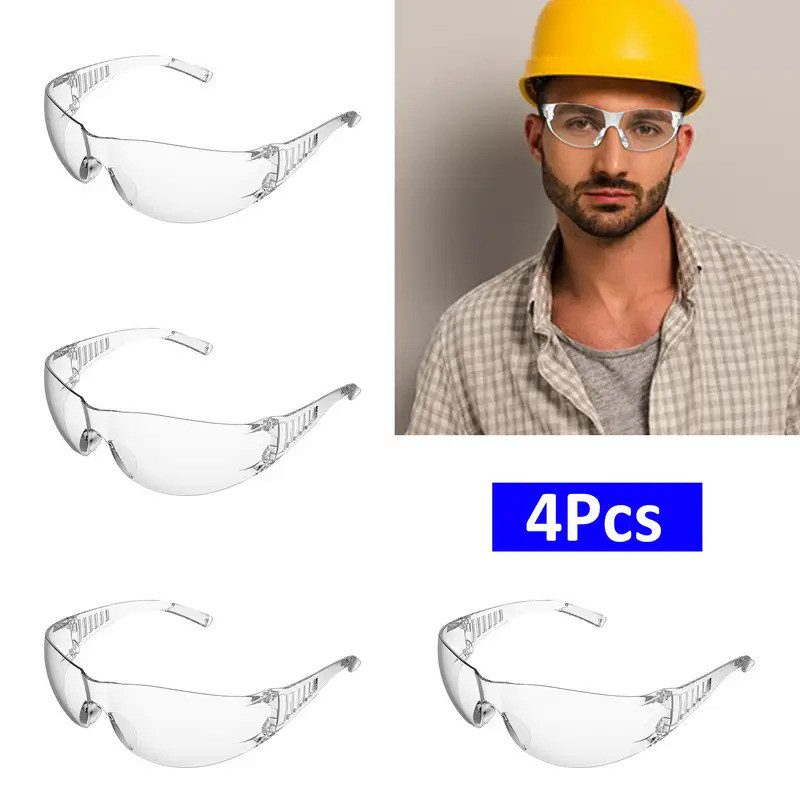 Safety Glasses Clear Unisex Anti-Scratch Protective Goggles Impact Resistant Lens CE ANSI Z87 Constr