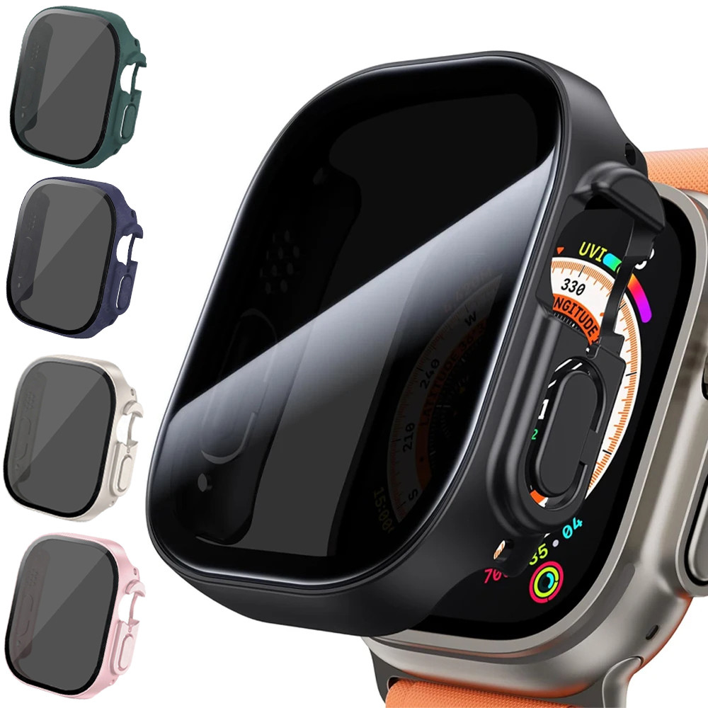 กรณีความเป็นส่วนตัวสําหรับ apple watch Ultra 49 มม.45 มม.44 มม.PC กันชน + ป้องกันหน้าจอสําหรับ apple watch 9 8 7 6 5 4 SE