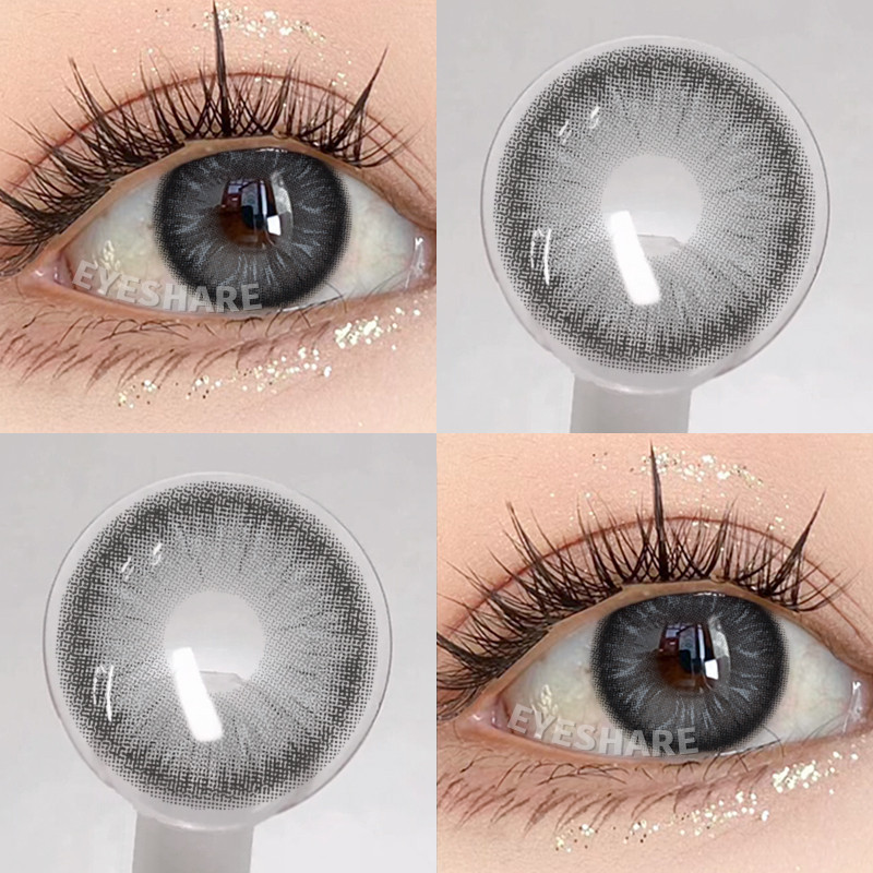 Eyeshare 1 คู่ 2 ชิ้น SEINE สีดำ/คอนแทคเลนส์สีน้ำตาลตาหวาน 14mm 0.0 เลนส์ค่าสายตาสั้น คอนแทคเลนส์ราย