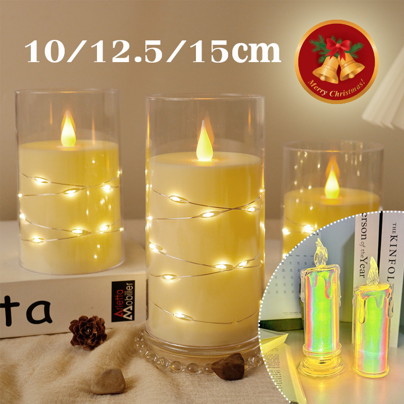 พร้อมส่ง เทียนอิเล็กทรอนิกส์ ไฟกลางคืนกลางคืน LED ไฟตกแต่งเดสก์ท็อป เทียนปลอม ตกแต่งห้องนอน