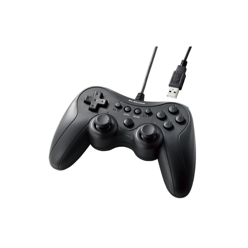 《JAPAN》★Wired Xinput Gamepad with Rapid Fire and Stick Mode Switching, Lightweight Black