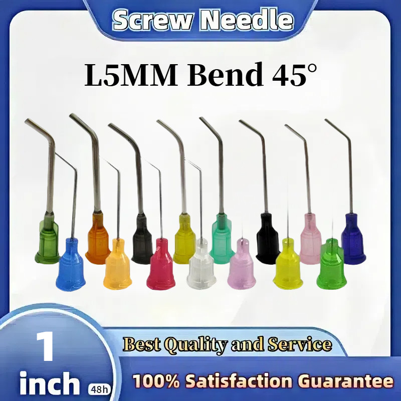 10pcs 25mm 1นิ้ว 14G-30G 45°เข็มมุมสแตนเลสพลาสติกสกรู 45°เข็มจ่ายข้อศอก เข็มล้างทันตกรรมที่มีความแม่นยํา  14G/15G/16G/17G/18G/19G/20G/21G/21G/22G/23G/24G/25G/26G/27G/28G/30G