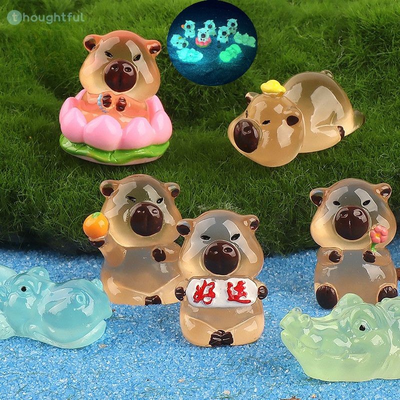 ตุ๊กตา Capybara เรืองแสงน่ารักสร้างสรรค์ DIY เรซินเครื่องประดับเดสก์ท็อปขนาดเล็กเครื่องประดับตกแต่ง TH