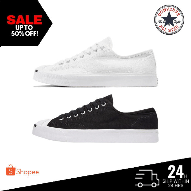 [พร้อมส่ง100%] Converse รองเท้าผ้าใบ Converse JACK purcell cotton OX/Black/White