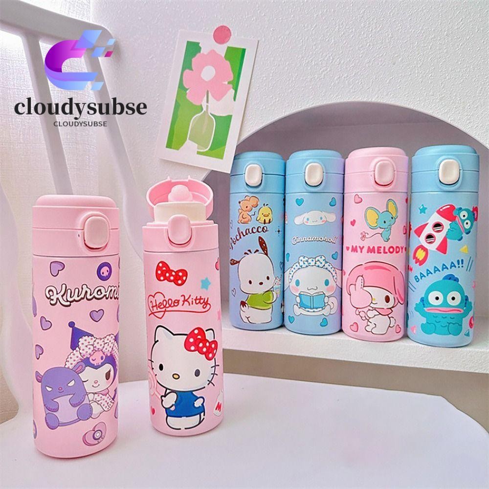 SANRIO คลาวด์ กระติกน้ําเก็บความร้อน,420มล เด็กล็อคสวิทช์ ซานริโอ แก้วน้ําสูญญากาศ,ฤดูหนาว304สแตนเลส คุโรมิ ซินนามอนโรล ของฉัน ทํานอง คิตตี้ เด็กถ้วยสูญญากาศสําหรับของขวัญนักเรี