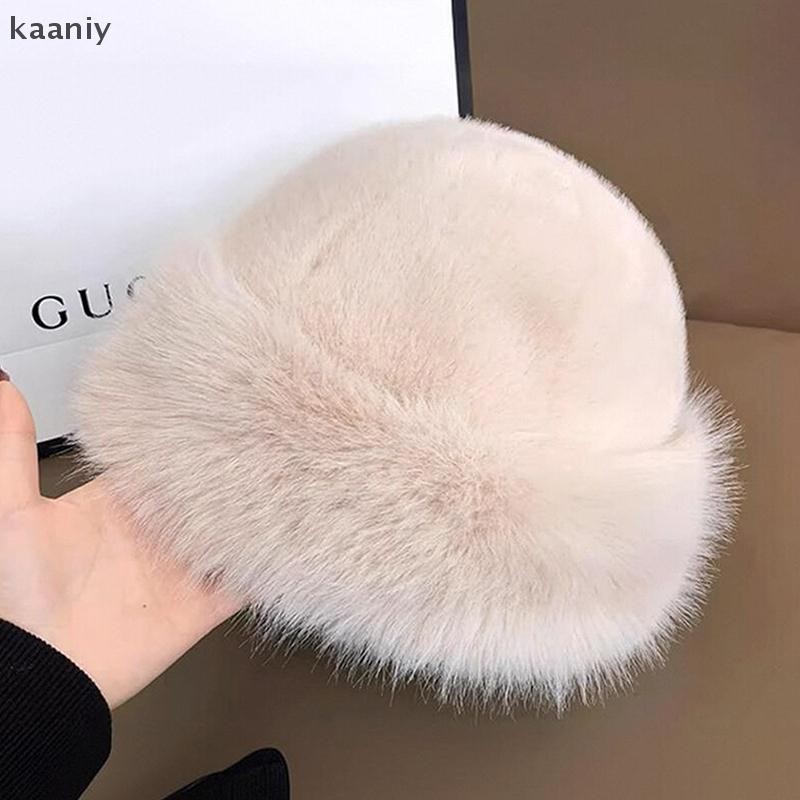 [KAN] Fluffy Faux Bucket Hat สําหรับผู้หญิงตุ๊กตาหมวกชาวประมงหมวกฤดูหนาวที่อบอุ่น Thicken เย็น Snowy Day ปานามา FXH - รูปที่ 4