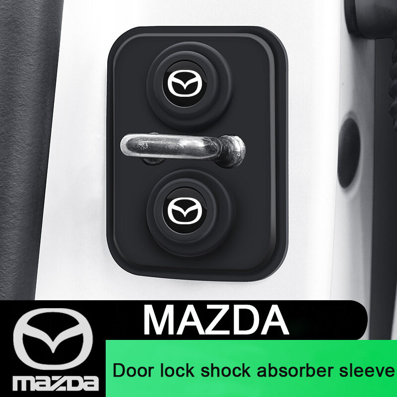 1/4 ชิ้น Mazda ซิลิโคนล็อคประตูรถฝาครอบป้องกันประตูล็อคโช้คอัพเงียบอุปกรณ์เสริมสําหรับ Mazda 2 3 CX5 CX30 CX8 CX3 Mazda2 6 5 CX9 BT50