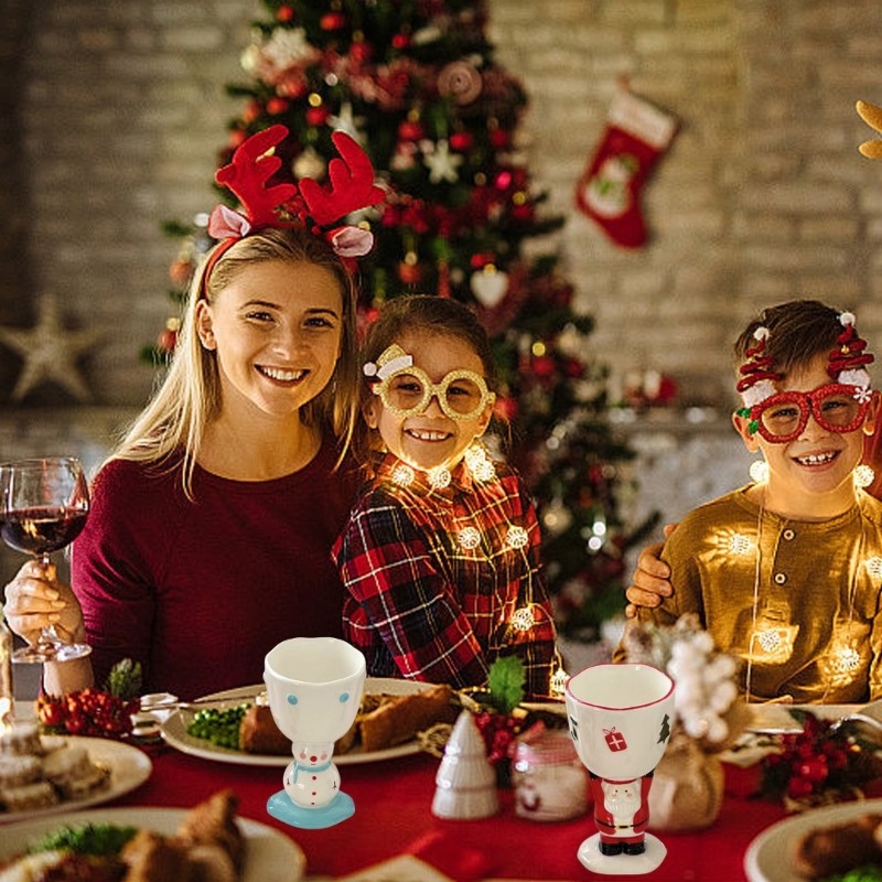 Yoo Festival แก้วกาแฟคริสต์มาสตกแต่งแบบพกพา Snowman Santa Christmas แก้วเซรามิคสําหรับสบายฤดูหนาว Be