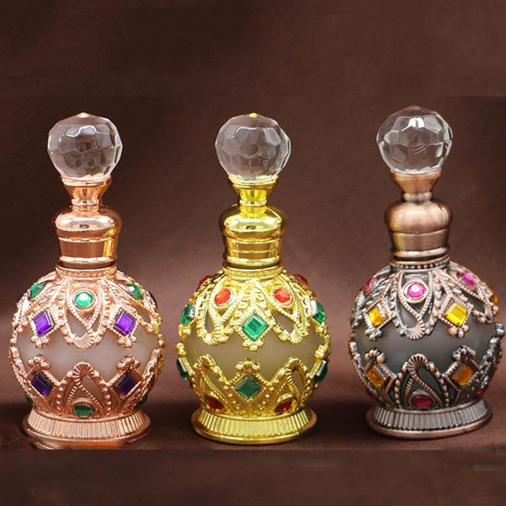 ขวดน้ำหอมวินเทจ สไตล์ตะวันออกกลาง 15ml ขวดแก้วพกพา ขวดเติมน้ําหอมสวยงาม พร้อมใช้งาน