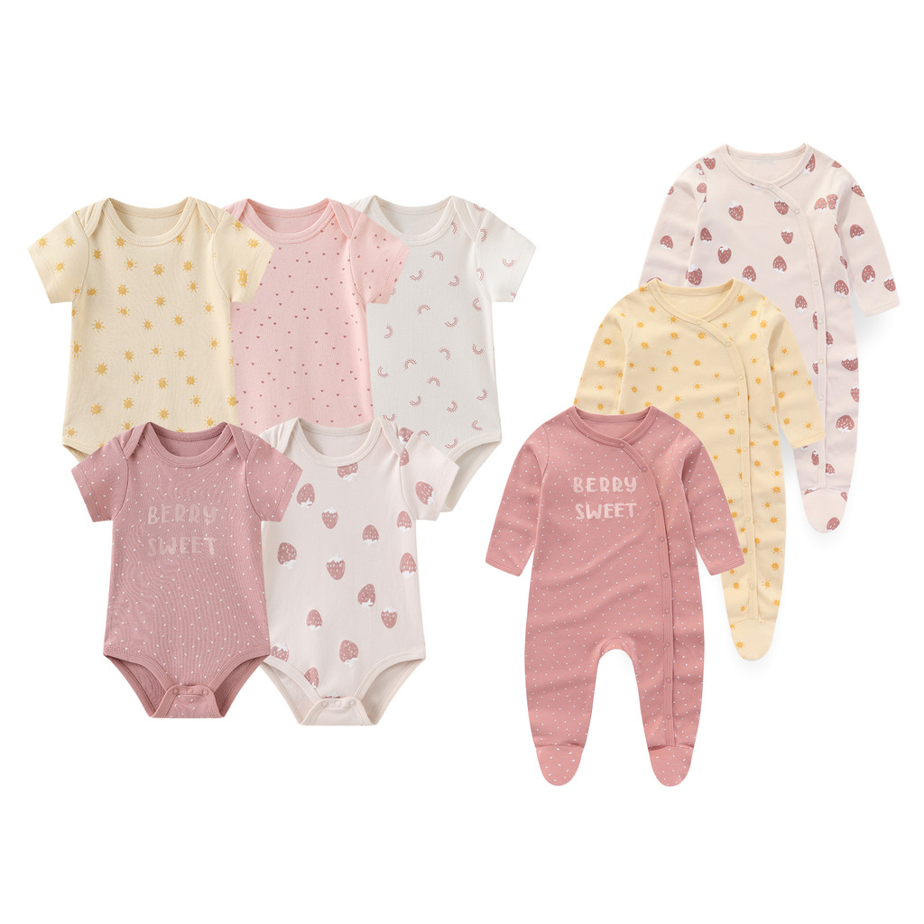 คิดดี้ซูม การ์ตูนทารกแรกเกิดเสื้อผ้า 5 ชิ้นแขนสั้นบอดี้สูทเด็กและ 3 ชิ้นเสื้อคลุมหลวมๆทารกนุ่มเสื้อผ้าเด็ก