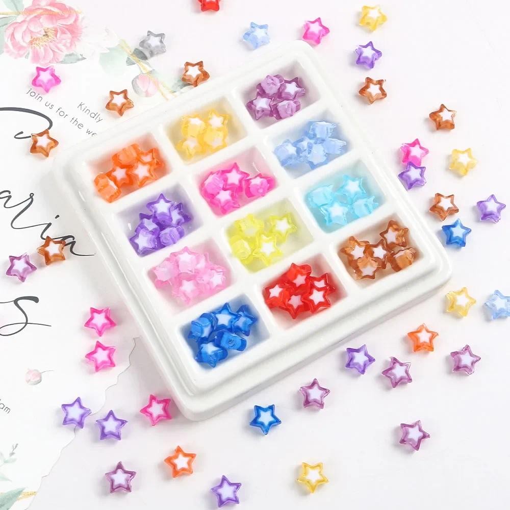 ล็อต 100 ชิ้น 9 มม. อะคริลิคสีสันสดใส Pentagram Star ลูกปัด DIY สำหรับสร้อยข้อมือ ต่างหู พวงกุญแจ และเครื่องประดับ