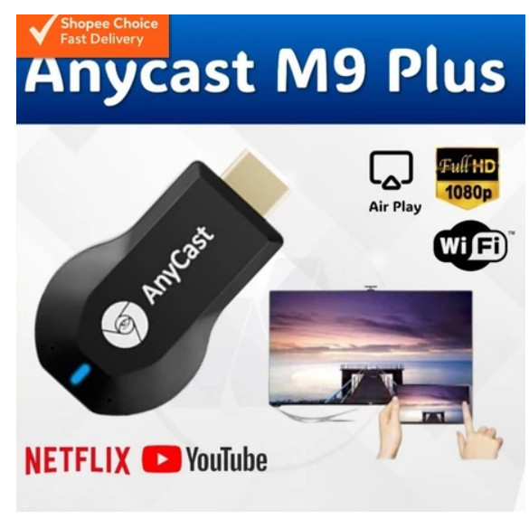อุปกรณ์หล่อกระจกโทรศัพท์ anycastM9 plus screen tv HDMI with handset same screenTV,DLNA Airplay Mirac