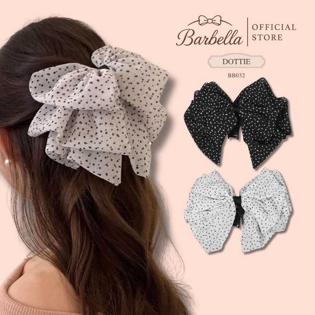 Barbella กิ๊บโบว์ผ้าไหมลายจุด หวานละมุน สไตล์วินเทจเกาหลี รุ่น Dottie (BB032) – โปรปัง