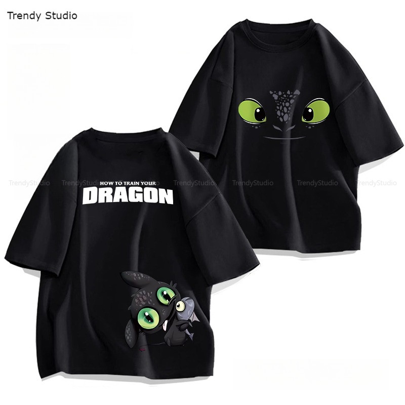 【COD】เสื้อยืดแขนสั้นผ้าฝ้าย วิธีฝึกมังกรของคุณ How To Train Your Dragon Toothless เสื้อคอกลม การ์ตูน น่ารัก ฤดูร้อน ใหม่