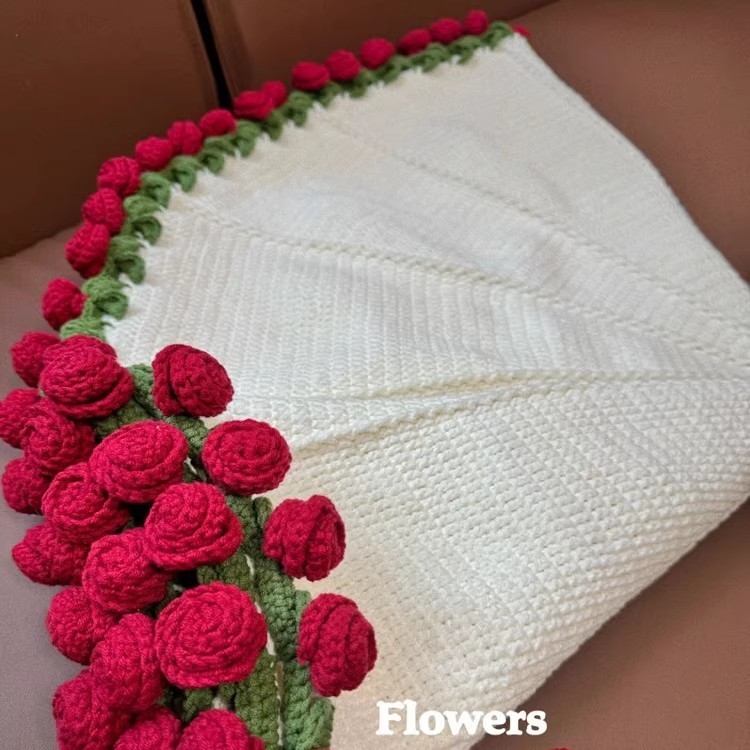Knitted Bouquet DIY Blanket Crochet Yarn Crochet Flower Gift Blanket diy Flower Material Kit for Giv