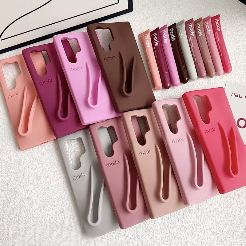 ขายร้อน Hailey Rhode มาพร้อมกับลิปกลอสลิปสติกเคสโทรศัพท์สําหรับ Samsung S25 S24 S23 Ultra Plus แฟชั่นซิลิโคนเหลวปลอกกันกระแทกฝาหลังพร้อมกล่อง