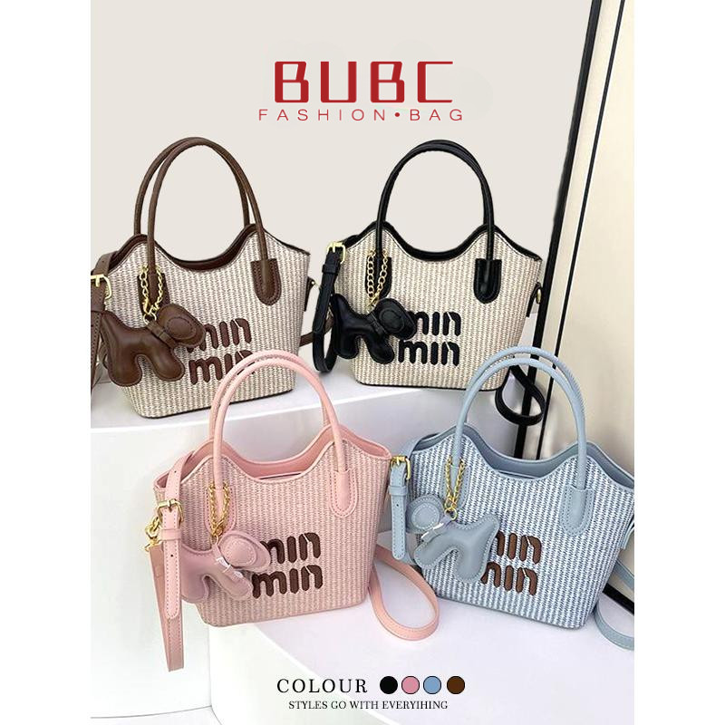 BUBC แฟชั่นกระเป๋าสไตล์โมเดิร์น ออกแบบทอสไตล์ตะวันตก มีตัวอักษร เหมาะสำหรับการเดินทางตลอดปี