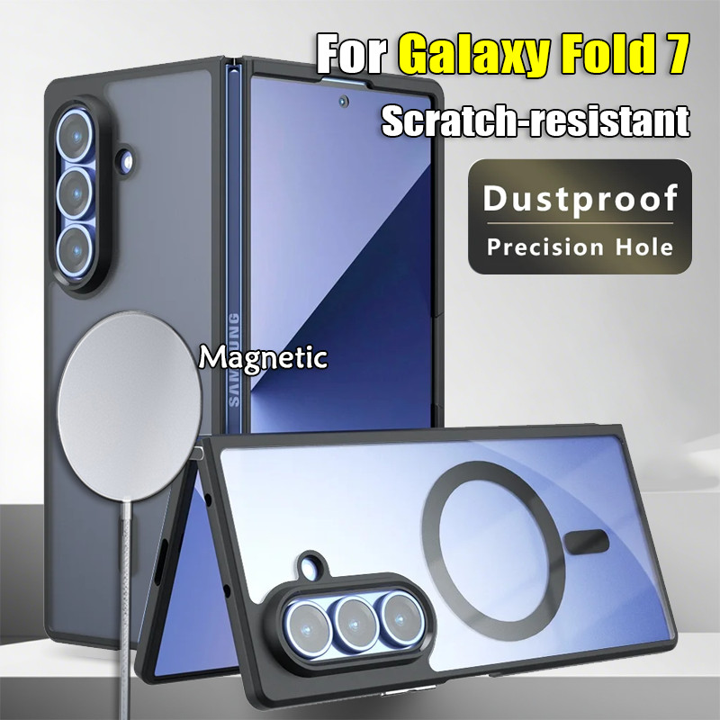 SAMSUNG ปลอกแม่เหล็กสําหรับSamsung Galaxy Zพับ 7 6 GalaxyZFold7 Fold7 5G Anti-Scratchโปร่งใสFrosted Clearเคสโทรศัพท์กันกระแทกพลาสติกแข็งป้องกันลายนิ้วมือปกหลัง