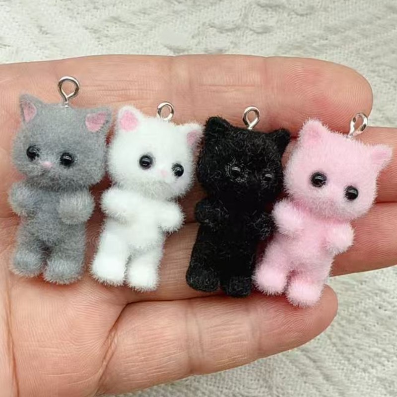 จี้แมวน่ารักสามมิติ มือทำจากเรซิ่น สำหรับต่างหูและของตกแต่ง