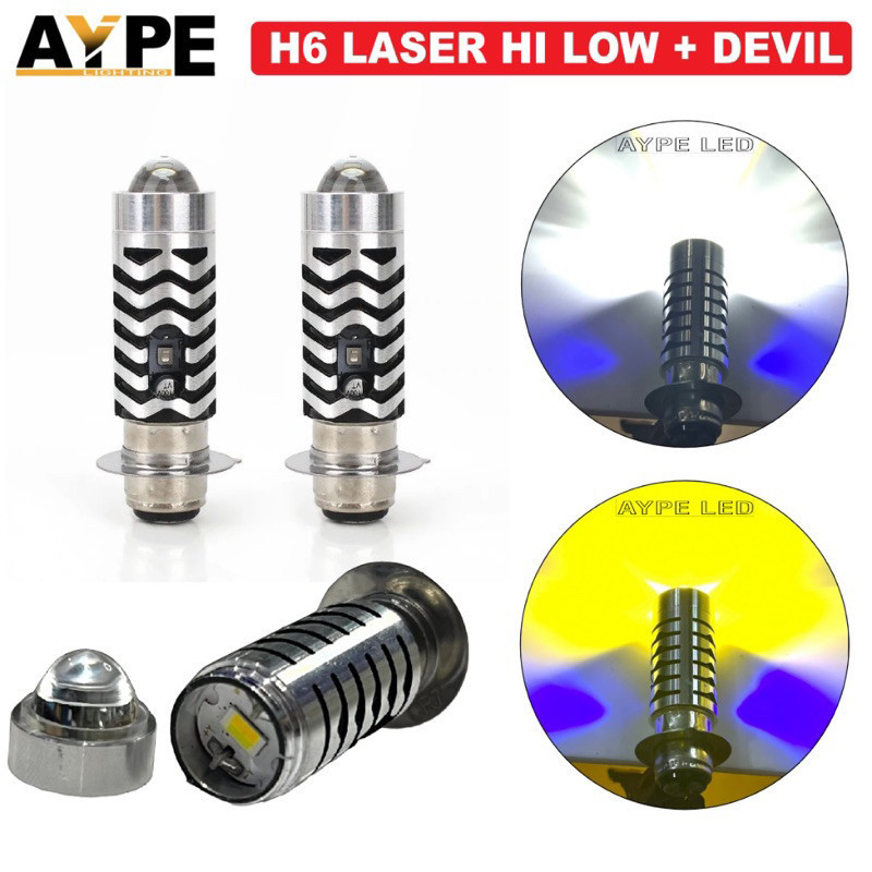 WAREHOUSE CLEARANCE ของรถจักรยานยนต์ LED เลเซอร์หัวไฟ D2 H6 H4 P15D AC DC 9-80V BEBEK MATIC 2 สี