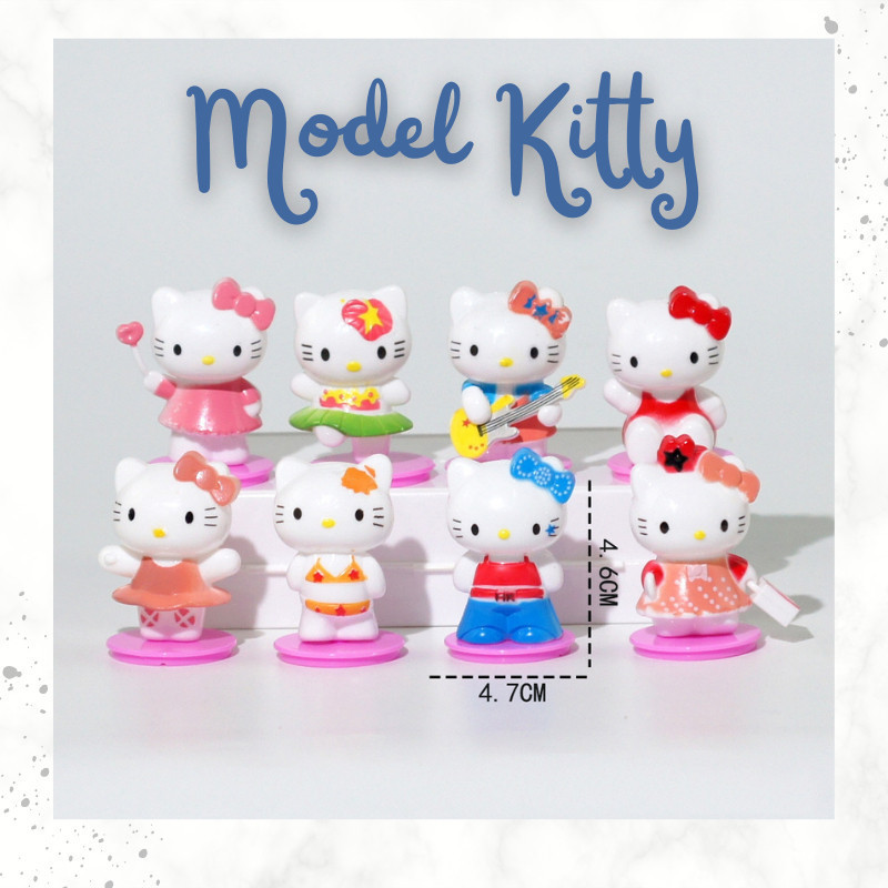 โมเดลคิตตี้ Kitty โมเดลแต่งเค้ก แพ็ค8ชิ้น สำหรับตกแต่งเค้ก 🇹🇭 🚚พร้อมส่งในไทย🚚 🇹🇭