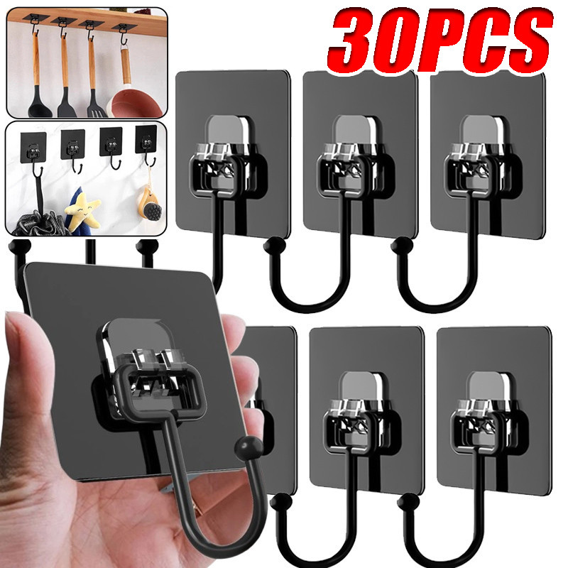 10/20/30 ชิ้นชุดตะขอเหนียวสําหรับงานหนัก-ตะขอติดผนังกาวกันน้ําสําหรับห้องน้ํา ห้องครัว และจัดระเบียบความต้องการ